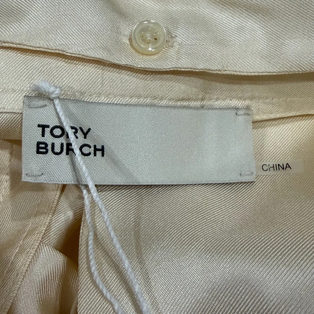 Tory Burch Silk Bow Blouse French Cream Sz 6 Removable Collar NWT‎
